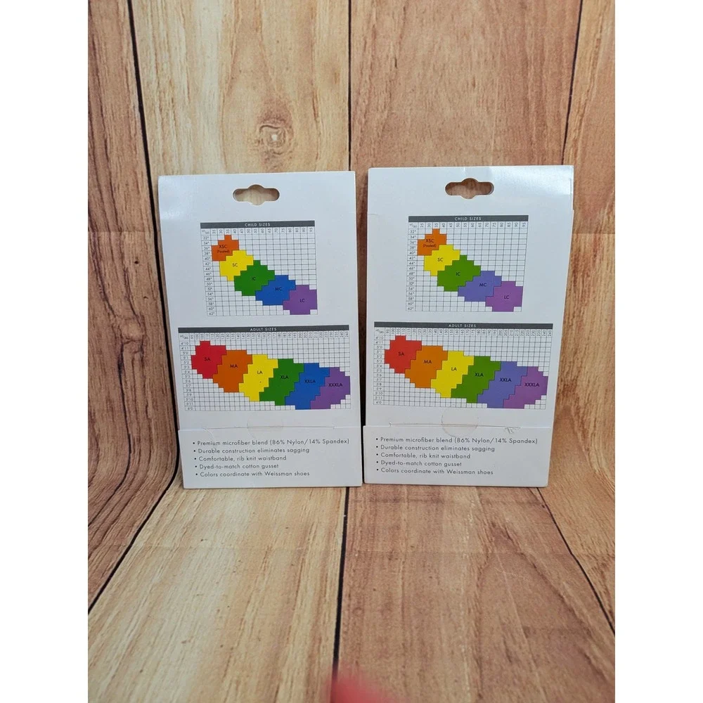 2 Weissman W990C Kids White Footed Dance Tights Size SC Small Child 2 Pack NEW